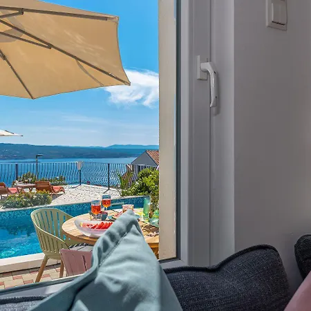 Daire Mediterranes Mit Meerblick, Privatpool, Bbq, Garage, Waschmaschine *